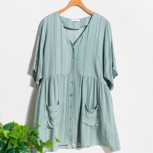 Sage Button Down Mini Dress